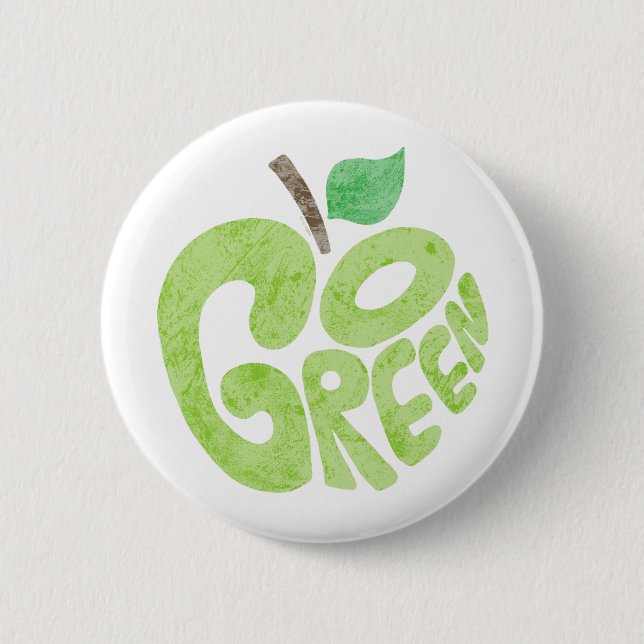 Go Green Apple Button (Front)