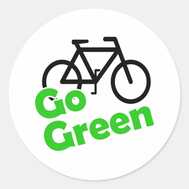 go green bicycle classic round sticker (Front)