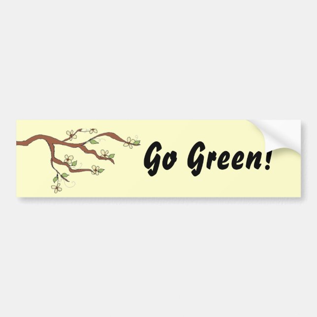 Go Green Branch with Leaves Bumper Sticker (Front)