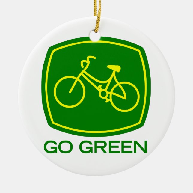 Go Green Ceramic Ornament (Front)
