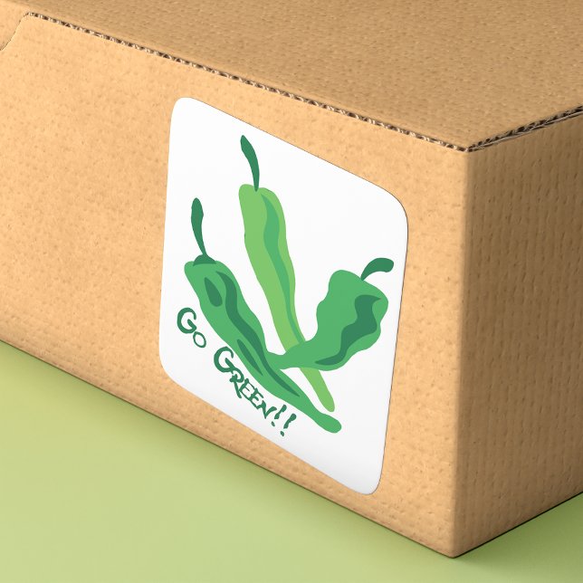 Go Green!!! Chile Peppers Square Sticker (Creator Uploaded)
