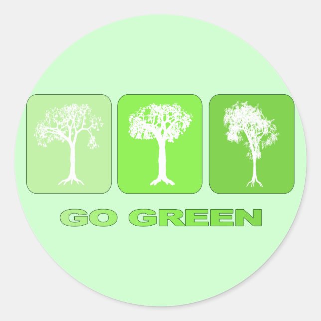 Go Green Classic Round Sticker (Front)