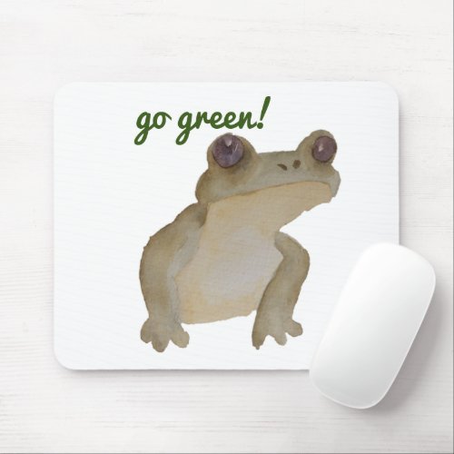 Go Green Cute Watercolor Frog Mouse Pad