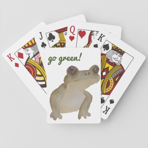 Go Green Cute Watercolor Frog Poker Cards