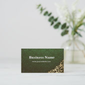 Go Green Damask Business Card (Standing Front)