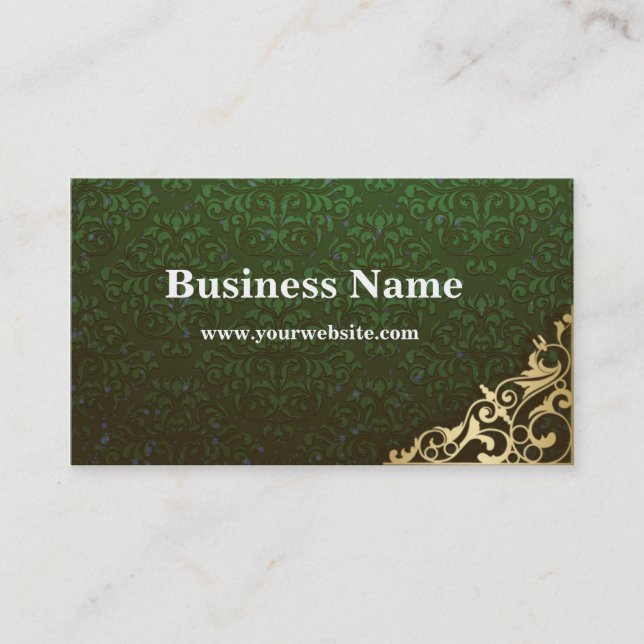 Go Green Damask Business Card (Front)