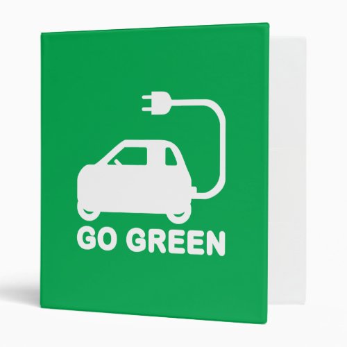 Go Green  Drive Electric Cars 3 Ring Binder