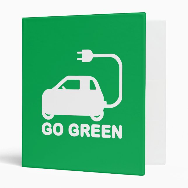 Go Green ~ Drive Electric Cars 3 Ring Binder (Front/Inside)
