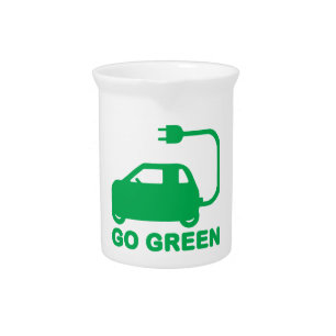 Go Green ~ Drive Electric Cars Beverage Pitcher
