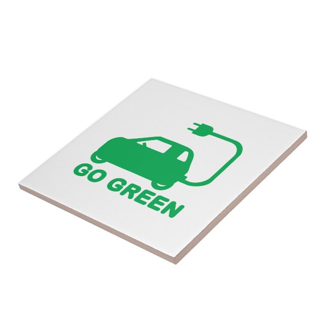 Go Green ~ Drive Electric Cars Ceramic Tile (Side)
