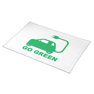 Go Green ~ Drive Electric Cars Cloth Placemat