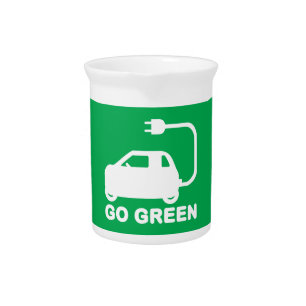 Go Green ~ Drive Electric Cars Drink Pitcher