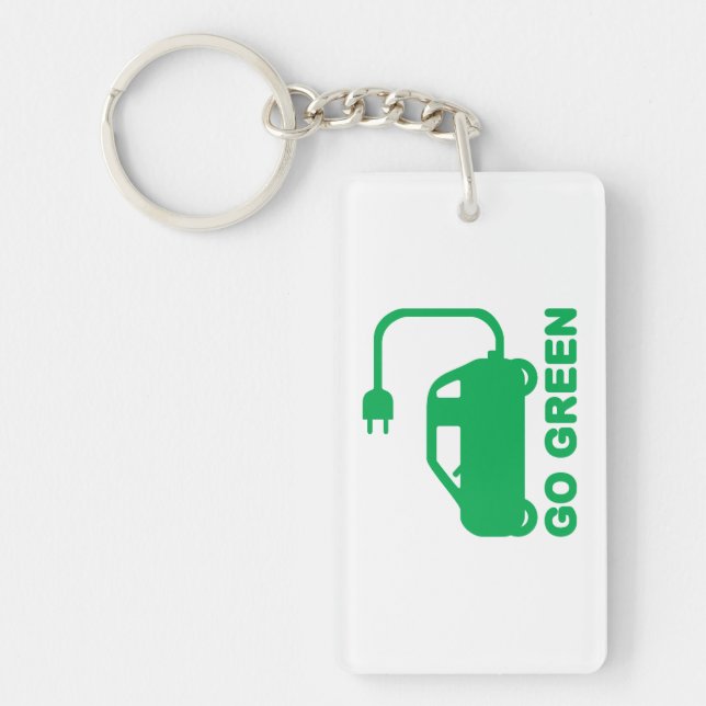 Go Green ~ Drive Electric Cars Keychain (Front)
