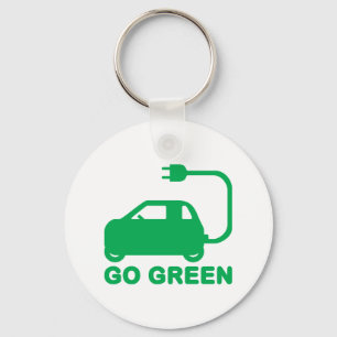 Go Green ~ Drive Electric Cars Keychain