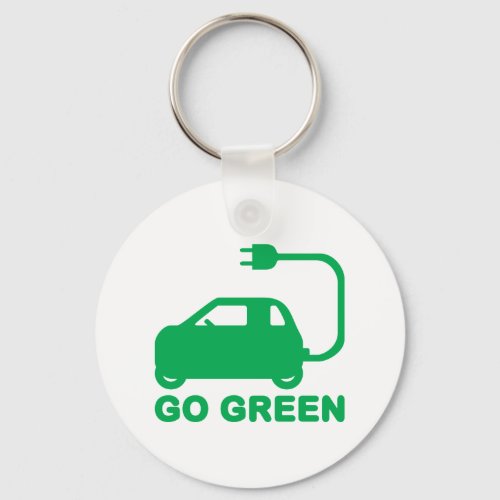 Go Green  Drive Electric Cars Keychain