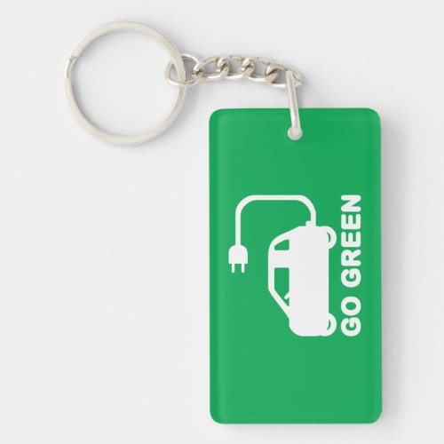 Go Green  Drive Electric Cars Keychain