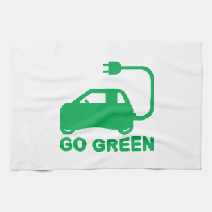 Go Green ~ Drive Electric Cars Kitchen Towel