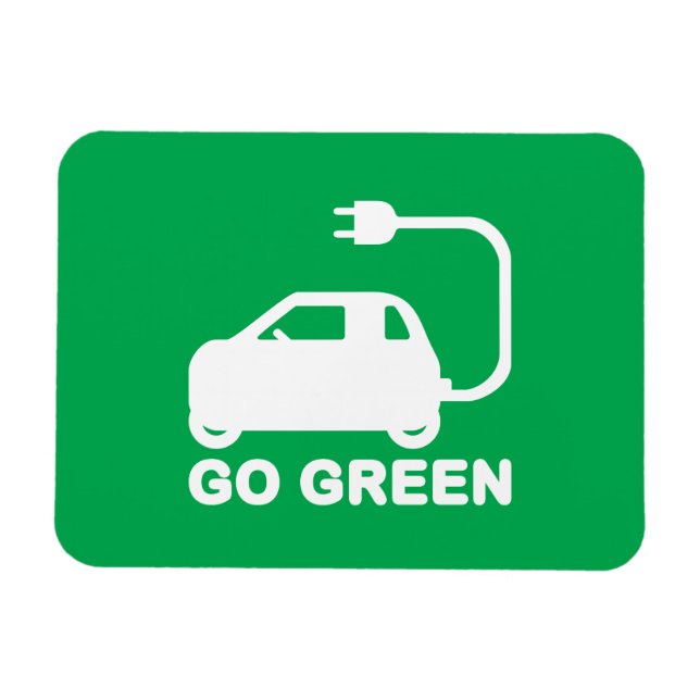 Go Green ~ Drive Electric Cars Magnet (Horizontal)