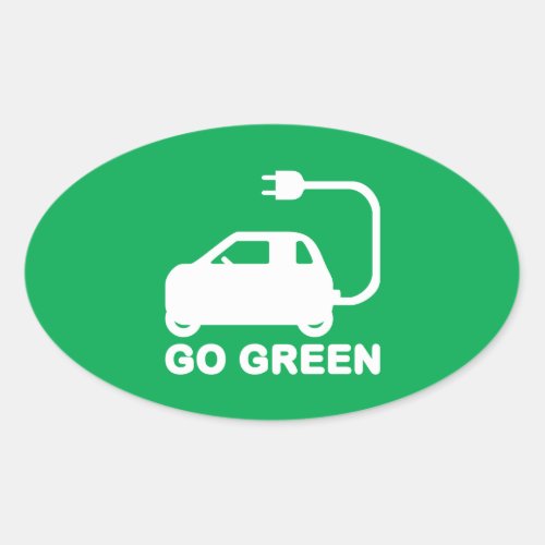 Go Green  Drive Electric Cars Oval Sticker