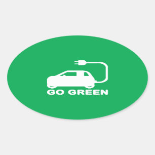 Go Green ~ Drive Electric Cars Oval Sticker
