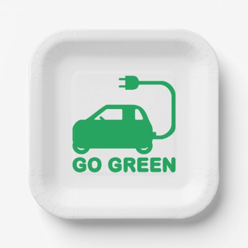 Go Green  Drive Electric Cars Paper Plates