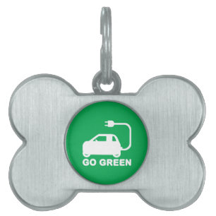 Go Green ~ Drive Electric Cars Pet Name Tag
