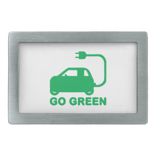 Go Green ~ Drive Electric Cars Rectangular Belt Buckle