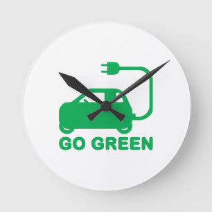 Go Green ~ Drive Electric Cars Round Clock