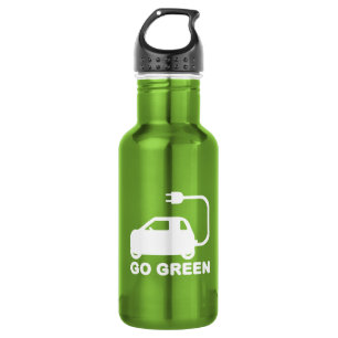 Go Green ~ Drive Electric Cars Stainless Steel Water Bottle