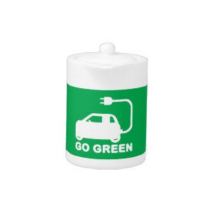 Go Green ~ Drive Electric Cars Teapot