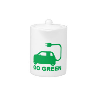 Go Green ~ Drive Electric Cars Teapot