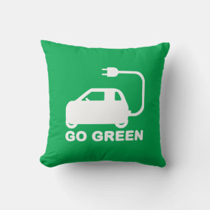 Go Green ~ Drive Electric Cars Throw Pillow