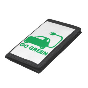 Go Green ~ Drive Electric Cars Tri-fold Wallet