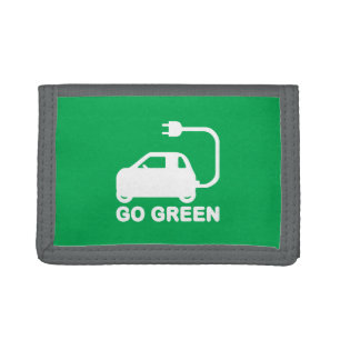 Go Green ~ Drive Electric Cars Trifold Wallet