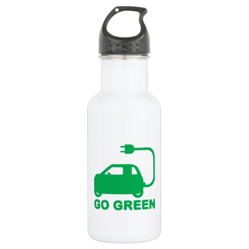 Go Green  Drive Electric Cars Water Bottle