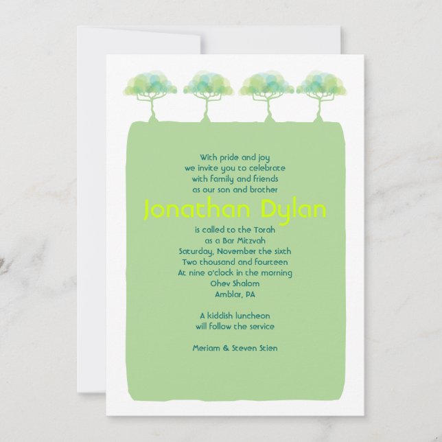 GO GREEN EARTH Bar Bat Mitzvah Invitation (Front)