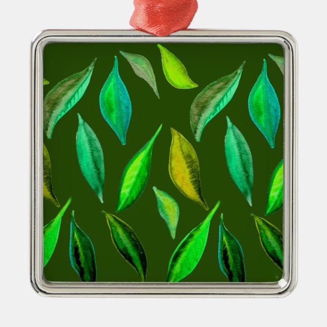 Go Green eco leaves eco Christmas Metal Ornament (Front)