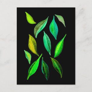 Go Green eco leaves watercolor illustration Postcard