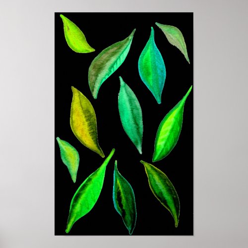 Go Green eco leaves watercolor illustration Poster