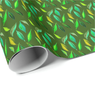 Go Green eco leaves watercolor illustration Wrapping Paper