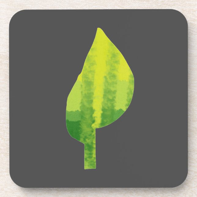 Go green eco nature leaf design beverage coaster (Front)