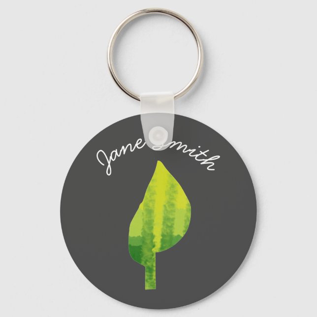 Go green eco nature leaf design keychain (Front)