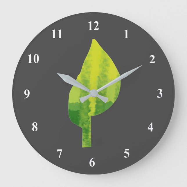 Go green eco nature leaf design large clock (Front)