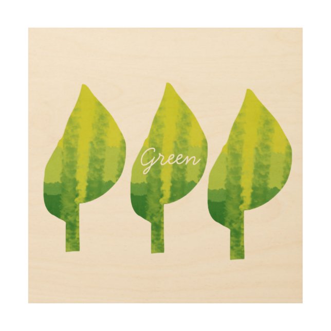 Go green eco nature leaf design wood wall art (Front)