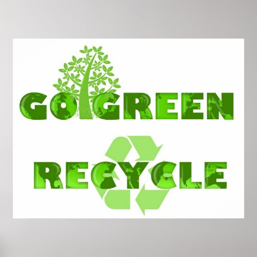 Go Green Eco Tree Recycle Illustration Poster