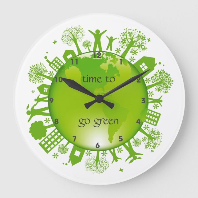 Go Green Ecology Design Wall Clock (Front)