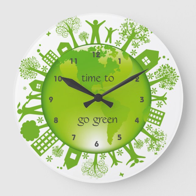 Go Green Ecology Design Wall Clock (Front)