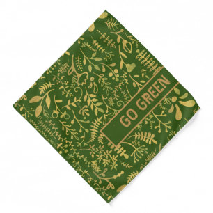 Go Green, Gold Floral Wreath Bandana