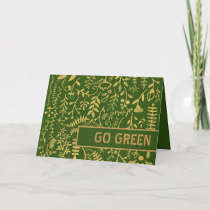Go Green, Gold Floral Wreath Card