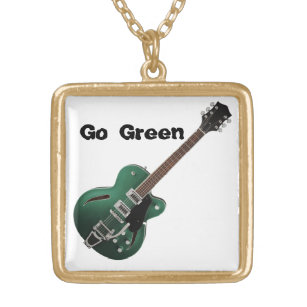 Go Green Guitar Charm Necklace